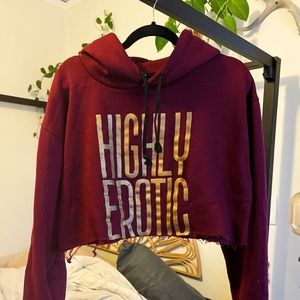 HIGHLY EROTIC CROPPED HOODIE, SIZE XL